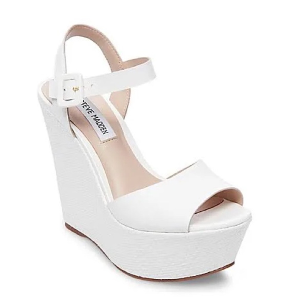 Steve Madden Citrus White Platform Wedges